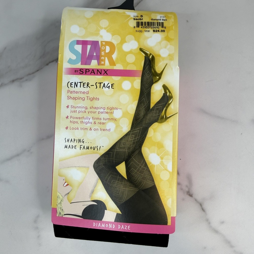 Spanx Star Power Leggings Womens D Black Center Stage Diamond Daze Shaping